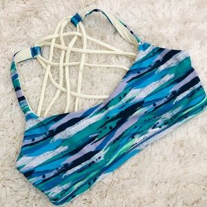 Lululemon teal yellow Flow sports bra 6